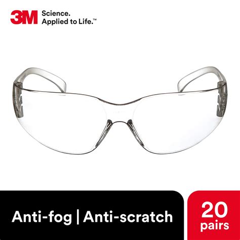 3M Safety Glasses, Virtua Sport, 20 Pack, ANSI Z87, Anti-Fog Clear Lens, Clear Frame