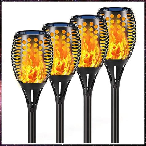 One-Day Sale: Up to 70% Off Aityvert Solar Lights, 43" Flickering Flames Torch Lights Outdoor Waterproof Landscape Decoration Lighting Dusk to Dawn Auto On/Off Security Flame Lights for Yard Garden Pathway Driveway 4-Pack