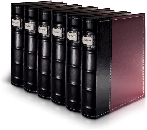 Bellagio-Italia Burgundy DVD Storage Binder Set - Stores Up to 96 DVDs, CDs, or Blu-Rays - Stores DVD Cover Art - Acid-Free Sheets