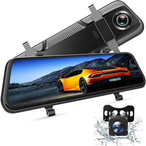 Dual 1080P Mirror Dash Cam with 10" IPS Full Touch Screen w/ Waterproof Backup Rear View Camera, Night Vision, Parking Monitor, Loop Recording