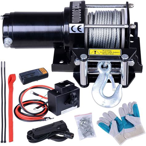 Electric Winch 12V 3000LBS/1361KGS Recovery Winch for Trailer Truck SUV ATV Synthetic Rope With Wireless Remote Control Kit