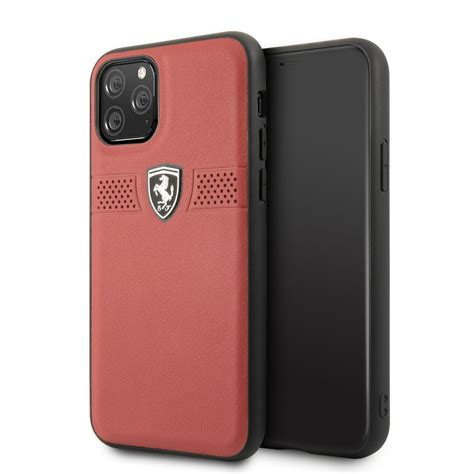 Ferrari Genuine Leather Off Track Quilted Phone Case for iPhone 11 - Easy Snap-on Back Cover, Black
