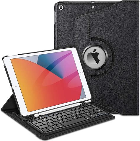 Exclusive Fintie Keyboard Case for iPad 9th / 8th / 7th Generation (2021/2020/2019 Model) 10.2 Inch, 360 Degree Rotating Smart Stand Cover w/Pencil Holder, Built-in Wireless Bluetooth Keyboard, Black