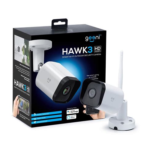 Black Friday 🔥 Geeni Hawk 1080p HD Outdoor Smart Wi-Fi Security Camera with Night Vision, Motion Alerts and IP66 Weatherproof, Compatible with Alexa,The Google Assistant, White