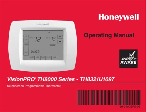 Honeywell TH8321WF1001 Touchscreen Thermostat Wifi Vision Pro 8000 with Stages upto 3 Heat / 2 Cool