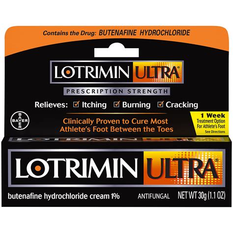 Lotrimin Ultra 1 Week Athlete's Foot Treatment, Prescription Strength Butenafine Hydrochloride 1%, Cures Most Athlete’s Foot Between Toes, Cream, 0.42 Ounce (12 Grams)
