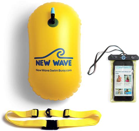 New Wave Swim Bubble for Open Water Swimmers and Triathletes - Be Bright, Be Seen & Be Safer with New Wave While Swimming Outdoors with This Safety Swim Buoy Tow Float (Fluo Green)