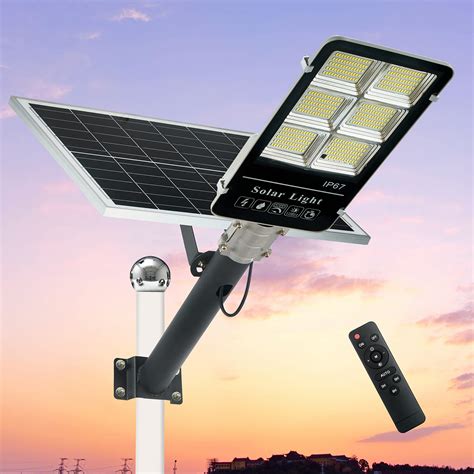 STASUN LED Solar Street Lights, 400W Outdoor Dusk to Dawn Parking Lot Lighting with Remote Control,6000K IP65 Waterproof Solar Security Flood Lights Stadium Commercial Area Road Lighting