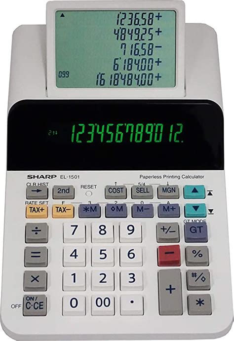 Lowest Price Sharp El-1501 Compact Cordless Paperless Large 12-Digit Display Desktop Printing Calculator That Utilizes Printing Calculator Logic