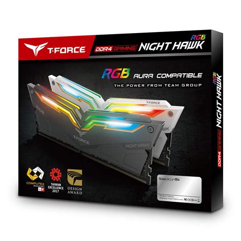 TEAMGROUP T-Force Night Hawk RGB 3600MHz 16GB Kit (2x8GB) CL18 DDR4 SDRAM (PC4-28800) Desktop Memory Module ram TF1D416G3600HC18EDC01 (Black)