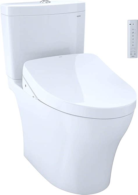 New Arrivals TOTO MW4463046CUMG#01 WASHLET+ Aquia IV 1G Two-Piece Elongated Dual Flush 1.0 and 0.8 GPF Toilet with S500e Electric Bidet Seat, Cotton White