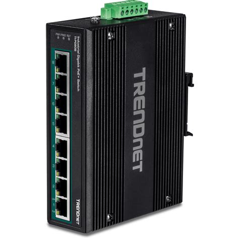 TRENDnet 8-Port Industrial Gigabit Poe+ Wall-Mounted Front Access Switch, TI-PG80F, 8X Gigabit Poe+ Ports, DIN-Rail Mount, 48 –57V DC Power Input, IP30, 200W Poe Budget, Lifetime Protection