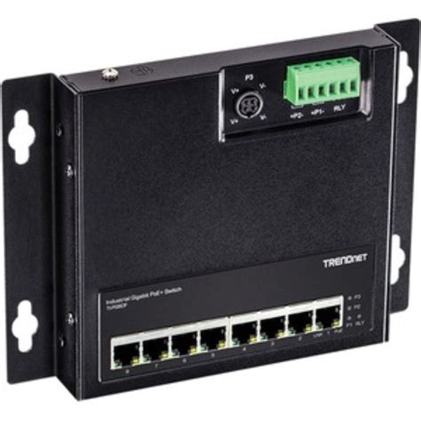 TRENDnet 8-Port Industrial Gigabit Poe+ Wall-Mounted Front Access Switch, TI-PG80F, 8X Gigabit Poe+ Ports, DIN-Rail Mount, 48 –57V DC Power Input, IP30, 200W Poe Budget, Lifetime Protection