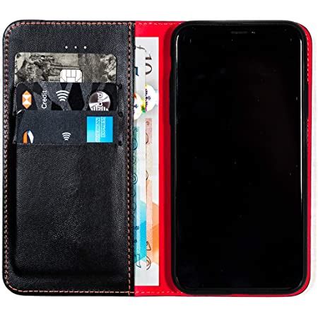 WaveWall Cases Universal PU Leather Case Flip Folio Cover with Card Slots Anti Radiation for All Phones Screen Upto 4" with Tested Radiation Shielding Property Non Toxic Reduced Exposure - Red
